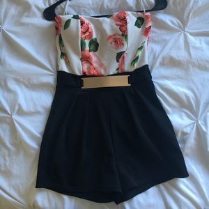 Strapless Floral Romper